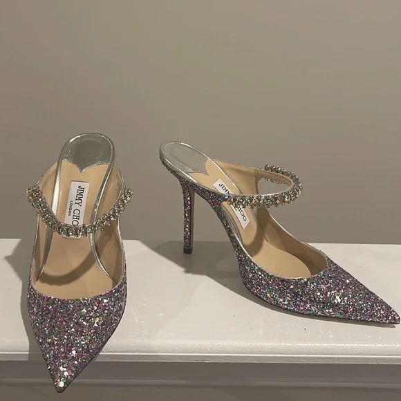 Jimmy Choo Bing 100 Sparkly Mules Size 41 - Picture 9 of 17